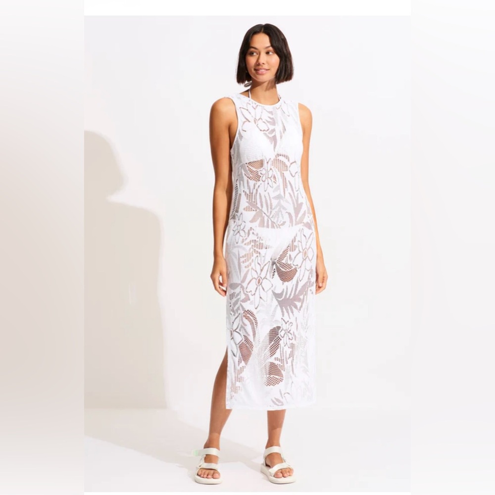 Seafolly Australia Lace BeachEdit Islands Cover-Up Midi Dress – Size S | NWT